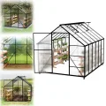 Gewächshaus mit Fundament 310x250x205 cm Tomatenhaus Treibhaus Gartengewächshaus Aluminium mit Schiebetür und Dachfenster - Stabil, Winterfest, UV-beständig - Thumbnail 1