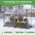 COSTWAY 3 in 1 Hochbeet Metall mit Gewächshaus, Foliengewächshaus mit PVC-Abdeckung & 2 Fenstern, Frühbeet für Kräuter, Blumen & Gemüse, Blumenbeet für Balkon, Garten, 180x100x145 cm (Schwarz) - Thumbnail 3