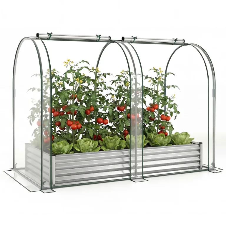 FANTASK 3 in 1 Gewächshaus mit Hochbeet, 180x100x145 cm, Hochbeet Frühbeet mit PVC-Abdeckung & 2 Fenstern, Foliengewächshaus für Kräuter, Blumen & Gemüse, Blumenkasten für Garten (Schwarz) – Bild 10