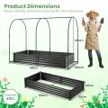 FANTASK 3 in 1 Gewächshaus mit Hochbeet, 180x100x145 cm, Hochbeet Frühbeet mit PVC-Abdeckung & 2 Fenstern, Foliengewächshaus für Kräuter, Blumen & Gemüse, Blumenkasten für Garten (Schwarz) - Thumbnail 3