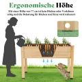 LUXOAK 122x61x77 cm Hochbeet aus Tannenholz mit Beinen, erhöhter Pflanzkasten mit Pflanzvlies, Trennwand und Drainagelöchern, 110 l Fassungsvermögen, für Garten und Terrasse, helles Holz - Thumbnail 3