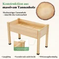 LUXOAK 122x61x77 cm Hochbeet aus Tannenholz mit Beinen, erhöhter Pflanzkasten mit Pflanzvlies, Trennwand und Drainagelöchern, 110 l Fassungsvermögen, für Garten und Terrasse, helles Holz - Thumbnail 4