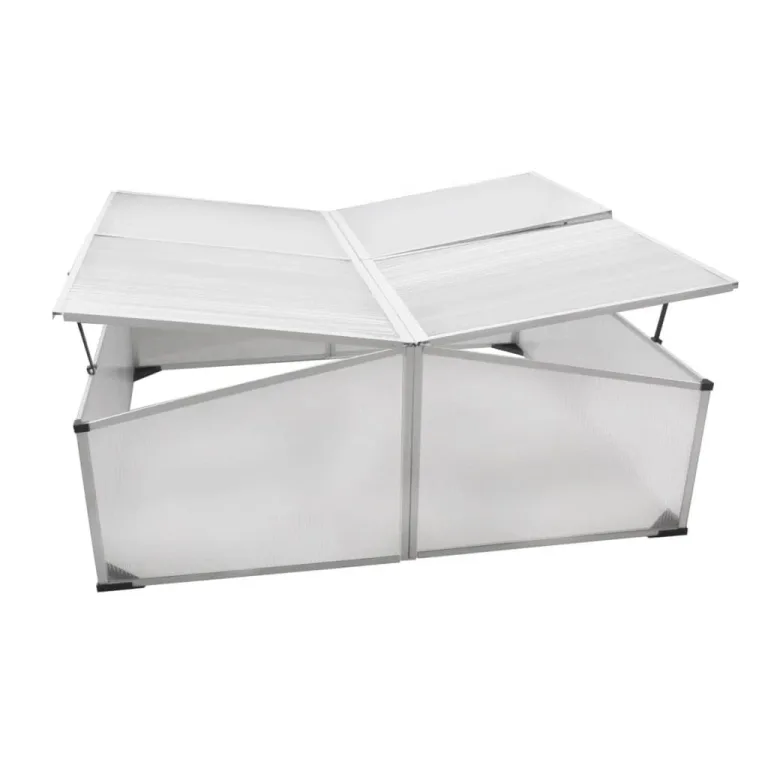 Frühbeet mit 4 Deckeln aus Polycarbonat und Aluminiumrahmen, 108 x 41 x 110 cm, UV-beständig und wetterfest, ideal für Gemüse, Blumen, Setzlinge, Balkon, Garten und Frostschutz – Bild 2