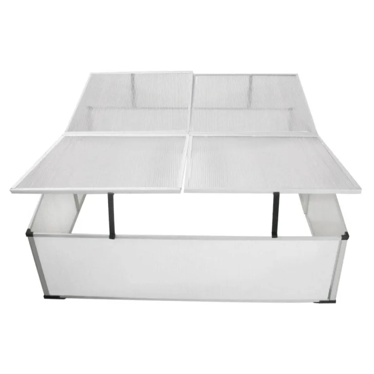 Frühbeet mit 4 Deckeln aus Polycarbonat und Aluminiumrahmen, 108 x 41 x 110 cm, UV-beständig und wetterfest, ideal für Gemüse, Blumen, Setzlinge, Balkon, Garten und Frostschutz – Bild 3
