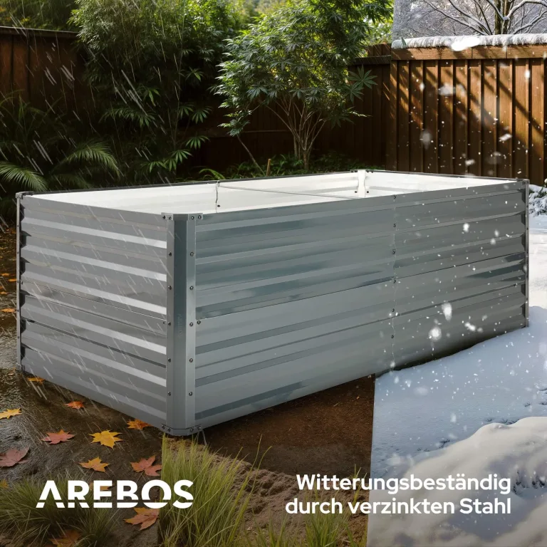 Arebos Hochbeet Metall 180x90x59 cm Anthrazit | Gartenbeet & Gemüsebeet aus verzinktem Stahl | Wetterfest & Rostfrei | Pflanzbeet für Garten, Terrasse & Balkon | Bausatz ohne Boden – Bild 6