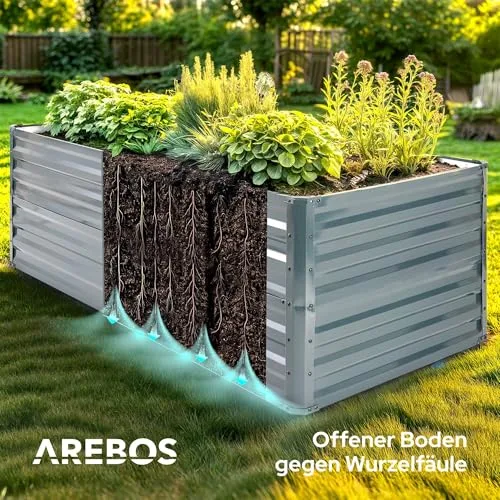 Arebos Hochbeet Metall 180x90x59 cm Anthrazit | Gartenbeet & Gemüsebeet aus verzinktem Stahl | Wetterfest & Rostfrei | Pflanzbeet für Garten, Terrasse & Balkon | Bausatz ohne Boden – Bild 10