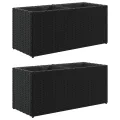Pflanzkübel Pflanzgefäß Blumenkasten Gartenpflanzen Gartenbeet Hochbeet Gartenpflanzen Frühbeet Pflanzkasten mit 2 Töpfen 2 STK. Schwarz 72x30x32 cm Poly Rattan - Thumbnail 2
