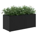 Pflanzkübel Pflanzgefäß Blumenkasten Gartenpflanzen Gartenbeet Hochbeet Gartenpflanzen Frühbeet Pflanzkasten mit 2 Töpfen 2 STK. Schwarz 72x30x32 cm Poly Rattan - Thumbnail 4