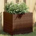 Pflanzkübel Pflanzgefäß Blumenkasten Gartenpflanzen Gartenbeet Hochbeet Gartenpflanzen Frühbeet Pflanzkasten mit 2 Töpfen 2 STK. Schwarz 72x30x32 cm Poly Rattan - Thumbnail 10