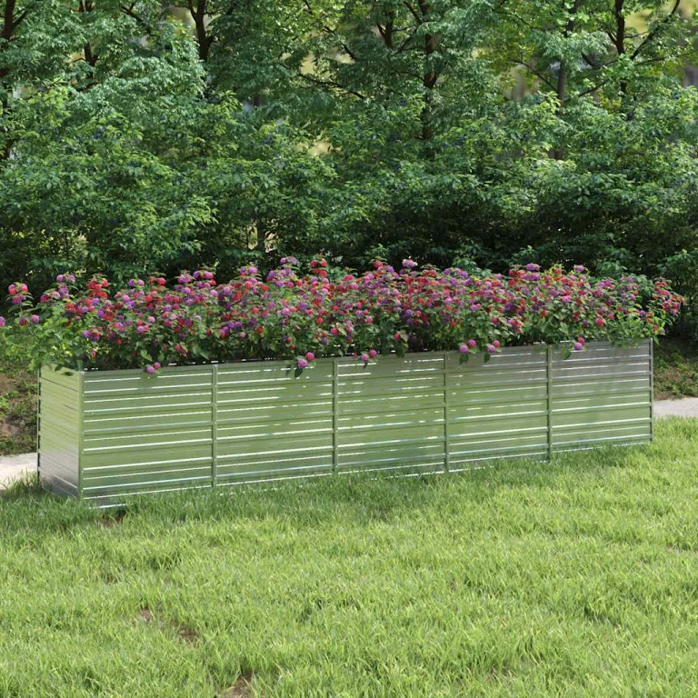 Garten-Hochbeet Pflanzkübel Gartenpflanzen Gartenbeet Frühbeet Blumenkasten Blumenkübel Pflanztopf 100x100x77 cm Verzinkter Stahl Silber – Bild 8