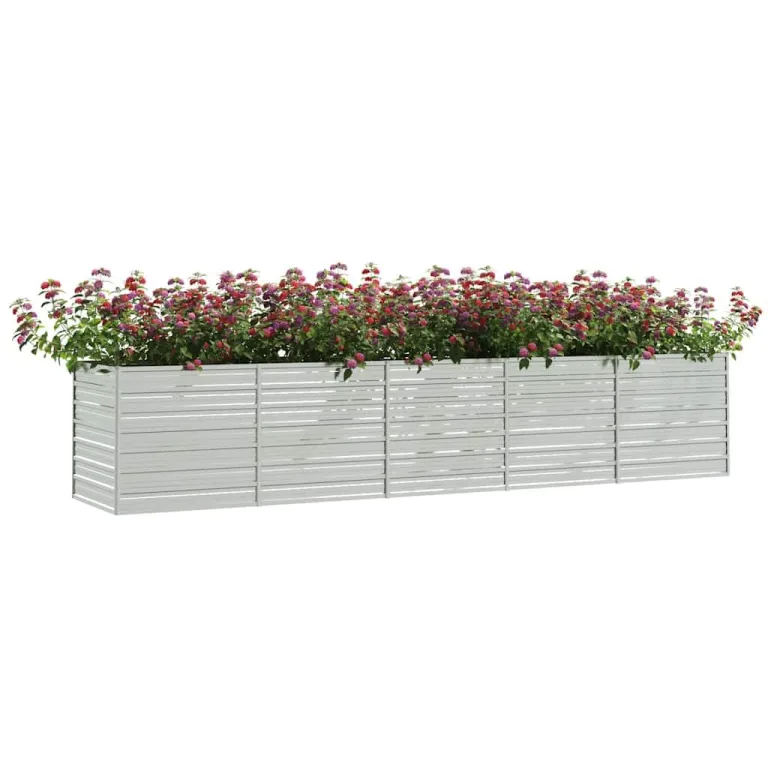 Garten-Hochbeet Pflanzkübel Gartenpflanzen Gartenbeet Frühbeet Blumenkasten Blumenkübel Pflanztopf 100x100x77 cm Verzinkter Stahl Silber – Bild 10