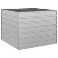 Garten-Hochbeet Pflanzkübel Gartenpflanzen Gartenbeet Frühbeet Blumenkasten Blumenkübel Pflanztopf 100x100x77 cm Verzinkter Stahl Silber - Thumbnail 2