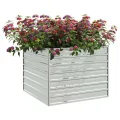 Garten-Hochbeet Pflanzkübel Gartenpflanzen Gartenbeet Frühbeet Blumenkasten Blumenkübel Pflanztopf 100x100x77 cm Verzinkter Stahl Silber - Thumbnail 3