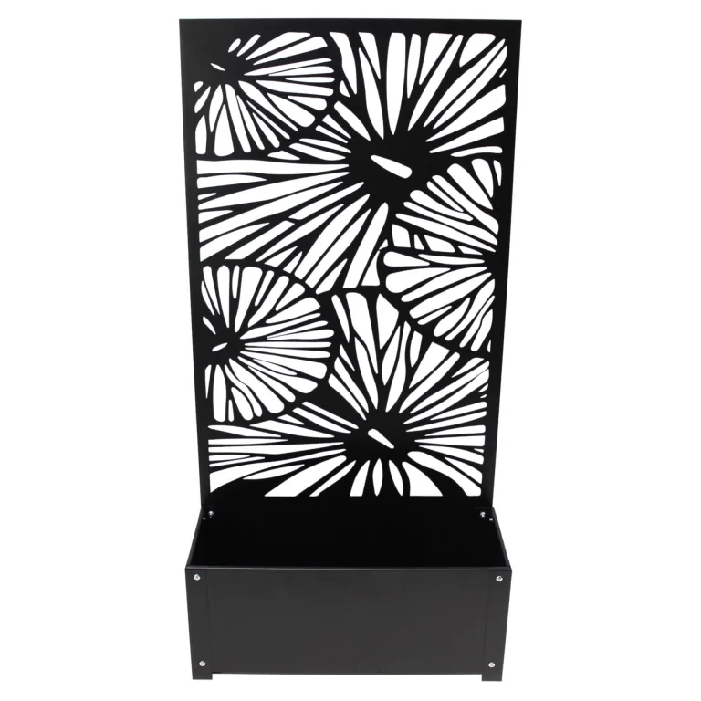 Pflanzkasten mit Rankgitter aus Metall, schwarz, 60x24x24 cm, mit Rankhilfe 122 cm hoch, Blumenkasten mit Spalier, Hochbeet mit Sichtschutz – Bild 2