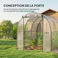 Outsunny Garten-Gewächshaus, Tunnel, verstärktes Rohrgestell, Bodenfläche 6 m², Tür mit Reißverschluss, 2 aufrollbare Fenster, Tomatengewächshaus, 3 x 2 x 2 m, transparent - Thumbnail 4