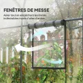 Outsunny Garten-Gewächshaus, Tunnel, verstärktes Rohrgestell, Bodenfläche 6 m², Tür mit Reißverschluss, 2 aufrollbare Fenster, Tomatengewächshaus, 3 x 2 x 2 m, transparent - Thumbnail 5
