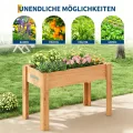Garvee Hochbeet Holz, Blumenbett, Kräuterbeet, Frühbeet, mit Pflanzfolie, Abflusslöchern und seitlichen Haken, erhöhter Pflanzkasten-Ständer, für Garten, Terrasse, Balkon, Eiche, 86×46×76 cm - Thumbnail 7
