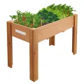 Garvee Hochbeet Holz, Blumenbett, Kräuterbeet, Frühbeet, mit Pflanzfolie, Abflusslöchern und seitlichen Haken, erhöhter Pflanzkasten-Ständer, für Garten, Terrasse, Balkon, Eiche, 86×46×76 cm - Thumbnail 8