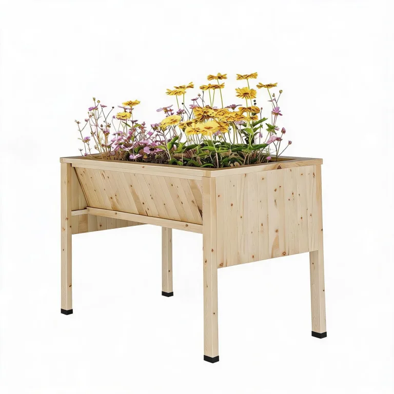 Garvee Hochbeet Holz, Blumenbett, Kräuterbeet, Frühbeet, mit Pflanzfolie, Abflusslöchern und seitlichen Haken, erhöhter Pflanzkasten-Ständer, für Garten, Terrasse, Balkon, Grau, 122×61×76 cm – Bild 9
