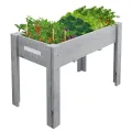 Garvee Hochbeet Holz, Blumenbett, Kräuterbeet, Frühbeet, mit Pflanzfolie, Abflusslöchern und seitlichen Haken, erhöhter Pflanzkasten-Ständer, für Garten, Terrasse, Balkon, Grau, 122×61×76 cm - Thumbnail 1