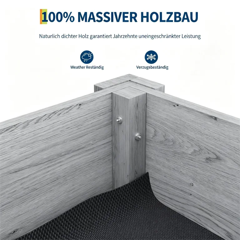 Garvee Hochbeet Holz, Blumenbett, Kräuterbeet, Frühbeet, mit Pflanzfolie, Abflusslöchern und seitlichen Haken, erhöhter Pflanzkasten-Ständer, für Garten, Terrasse, Balkon, Grau, 86×46×76 cm – Bild 5