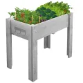 Garvee Hochbeet Holz, Blumenbett, Kräuterbeet, Frühbeet, mit Pflanzfolie, Abflusslöchern und seitlichen Haken, erhöhter Pflanzkasten-Ständer, für Garten, Terrasse, Balkon, Grau, 86×46×76 cm - Thumbnail 1