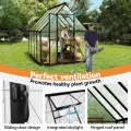 LZQ Gewächshaus Aluminium mit Fundament 230x180x195cm Gartengewächshaus Treibhaus 4mm PC-Hohlkammerplatten Tomatenhaus mit Schiebetür Dachfenster Pflanzenhaus Wetterfest für Aufzucht Gemüse, 6x8 ft - Thumbnail 6