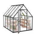 LZQ Gewächshaus Aluminium mit Fundament 230x180x195cm Gartengewächshaus Treibhaus 4mm PC-Hohlkammerplatten Tomatenhaus mit Schiebetür Dachfenster Pflanzenhaus Wetterfest für Aufzucht Gemüse, 6x8 ft - Thumbnail 1