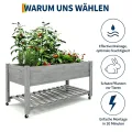 Garvee Hochbeet aus Holz, mit Rollen und Ablageboden, Pflanzkasten, Pflanztrog, Blumenkübel, Kräuterbeet, für Garten, Balkon und Terrasse, 122×61×76 cm, grau - Thumbnail 3