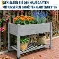 Garvee Hochbeet aus Holz, mit Rollen und Ablageboden, Pflanzkasten, Pflanztrog, Blumenkübel, Kräuterbeet, für Garten, Balkon und Terrasse, 122×61×76 cm, grau - Thumbnail 7