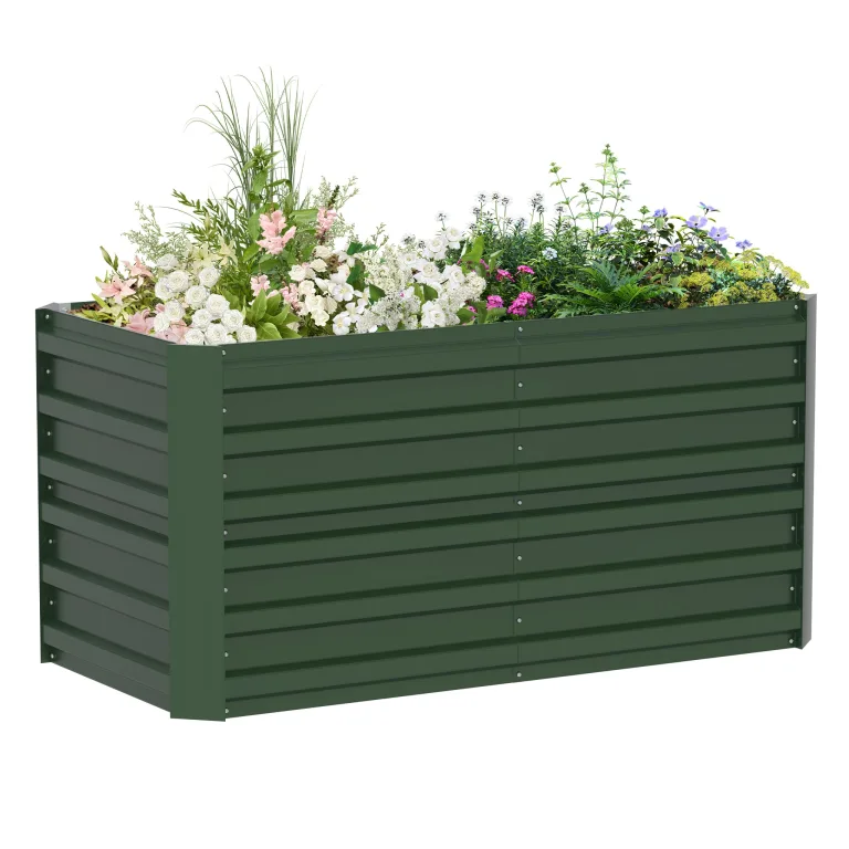 LZQ Hochbeet Metall 180x90x58cm M für Garten Verzinktes Gemüsebeet Pflanzkasten Pflanzenbeet Kräuterbeet aus Rostfreiem Stahl Frühbeet Hochbeete für Gemüse Blumen Kräuter, Rechteckigl Schwarz 975L – Bild 10