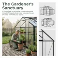 YRHome Aluminium Gewächshaus 179,5x229,5x194,5cm, 5.2mm Polycarbonat Hohlkammerplatten, Schwarz, Gartengewächshaus Wetterfest Winterfest Garten Treibhaus Gartengewächshaus Schwarz - Thumbnail 4