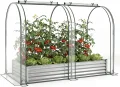 GOPLUS 3 in 1 Hochbeet mit Gewächshaus, Foliengewächshaus mit transparenter PVC-Abdeckung & 2 Fenstern, Gartenbeet Metall, Pflanzbeet Treibhaus Tomatenhaus für Garten, Balkon, 180x100x145 cm (Schwarz) - Thumbnail 2