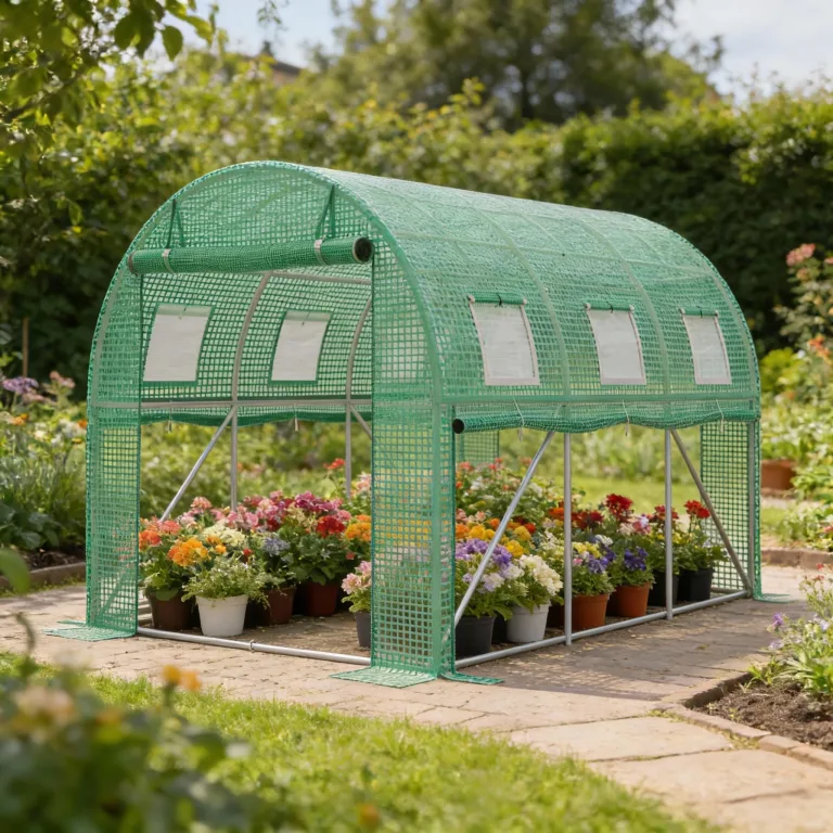 SUBTLETY Gewächshaus 3×2×2 m Foliengewächshaus Belüftung Tomatengewächshaus mit Fenstern & Reißverschlusstürenk, Folientunnel aus Verzinktem Stahlrahmen Frostschutz für Gartenpflanzen, Grün – Bild 9