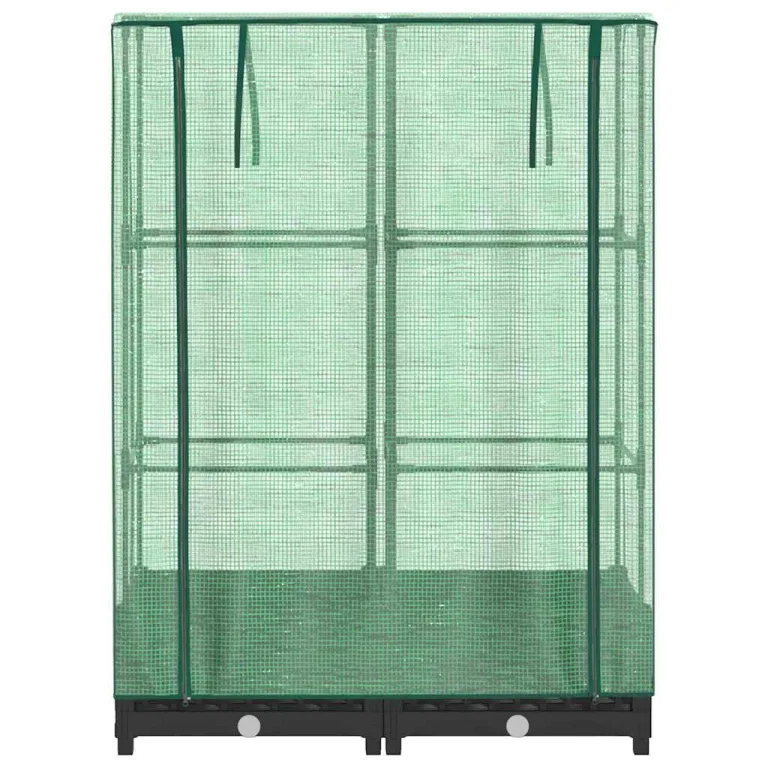 HUAKEHOM Hochbeet mit Gewächshaus-Aufsatz Pflanzbeet mit Eisenrohr-Rahmen Gemüsebeet für Garten Terrasse Balkon Pflanzkasten Frühbeet Rattan-Optik 80x40x123 cm – Bild 4