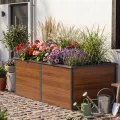 Amopatio Hochbeet Metall 200x100x77 cm Holzoptik, 1 mm Zink-Aluminium Pflanzbeet, 1540L Stabil Gemüsebeet, Wetterfest Gartenbeet Pflanzkasten Kräuterbeet für Outdoor & Balkon, Braun - Thumbnail 10