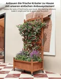 Garvee Holz-Pflanzkasten mit Rankgitter, erhöhtes Hochbeet mit Rollen und Feststellbremsen, Drainagelöchern, Vertikalgitter, für Terrasse, Balkon und Innenbereich, braun, 2er-Pack - Thumbnail 3