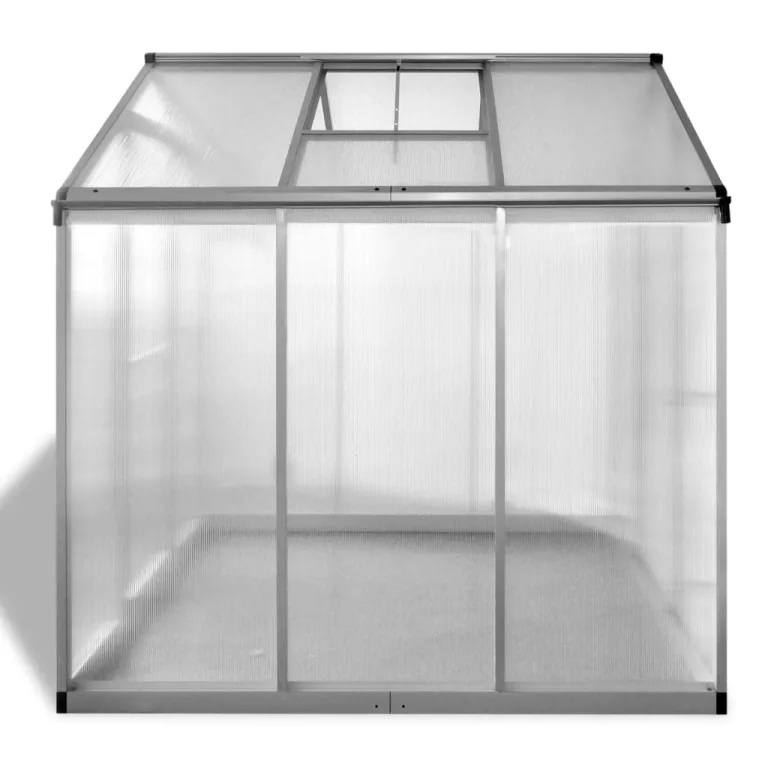 Verstärktes Gewächshaus Aluminium 3,46 m² mit doppelwandigen Polycarbonatplatten, UV-beständig und wärmeisolierend, robuste Aluminiumkonstruktion, Dachrinnensystem und Lüftung, – Bild 3