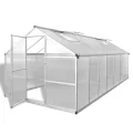 Verstärktes Gewächshaus Aluminium 3,46 m² mit doppelwandigen Polycarbonatplatten, UV-beständig und wärmeisolierend, robuste Aluminiumkonstruktion, Dachrinnensystem und Lüftung, - Thumbnail 10