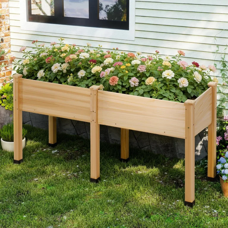 LUXOAK 119x81x57 cm Holz Hochbeet mit Beinen, extra tief 40 cm Pflanztiefe, Hochbeet für Gemüse, Kräuter und Blumen, Pflanzkasten für Balkon, Terrasse und Garten, einfache Montage – Bild 10