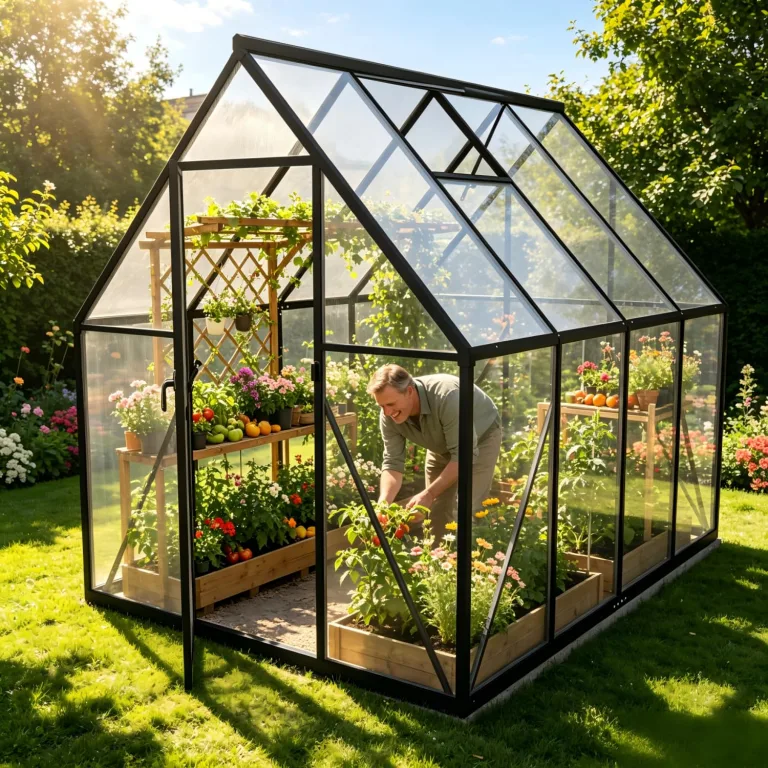 Aluminium Gewächshaus 6x8FT mit Fundamentrahmen & Belüftungsfenster, robustes Tomatenhaus wetterfest & rostfrei ideales Pflanzen- und Gemüsehaus für ganzjährige Anzucht Treibhaus 230x180x195cm – Bild 1
