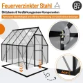Aluminium Gewächshaus 6x8FT mit Fundamentrahmen & Belüftungsfenster, robustes Tomatenhaus wetterfest & rostfrei ideales Pflanzen- und Gemüsehaus für ganzjährige Anzucht Treibhaus 230x180x195cm - Thumbnail 3