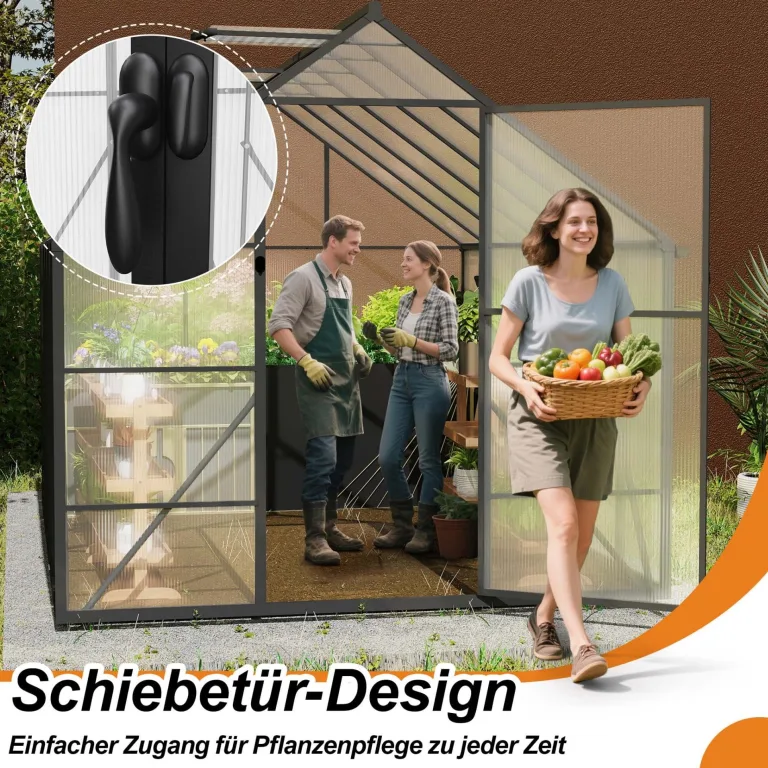 Aluminium Gewächshaus 8x10FT mit Fundamentrahmen & Dachfenster, extra stabiles Tomatenhaus wetterfest & rostfrei, großes Pflanzenhaus für Gemüse- und Pflanzenanzucht, Treibhaus 310x250x205cm – Bild 5