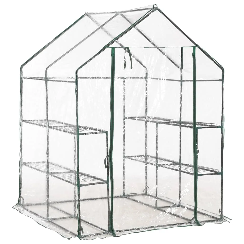 Gewächshaus mit 8 Regalen, 143 x 143 x 195 cm, pulverbeschichteter Stahlrahmen, PVC-Folie, wetterfestes Pflanzenhaus für Garten, Balkon, Terrasse, Schutz für Gemüse, Tomaten, Aussaat