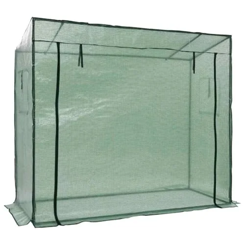 Begehbares Gewächshaus 200 x 80 x 173 cm mit pulverbeschichtetem Stahlrahmen, reißfester grüner PE-Folie, Rolltür mit Reißverschluss, Belüftungsfenster für Balkon, Terrasse, Outdoor – Bild 9