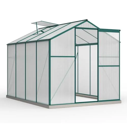 Aluminium Gewächshaus mit Fundament 4,75 m² – 190x253 cm, inkl. Dachfenster & Schiebetür, Polycarbonat Hohlkammerplatten, winterfestes Tomatenhaus für Garten & Terrasse – Bild 1