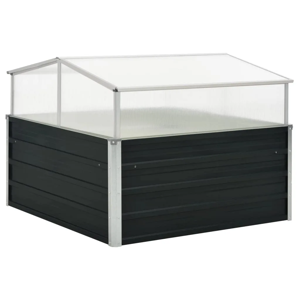 Gewächshaus Anthrazit 100x100x77 cm Verzinkter Stahl - Frühbeet mit abnehmbarem Dach und PC-Platten - Treibhaus für Pflanzen Gemüse Kräuter auf Balkon und Terrasse - Bild 1