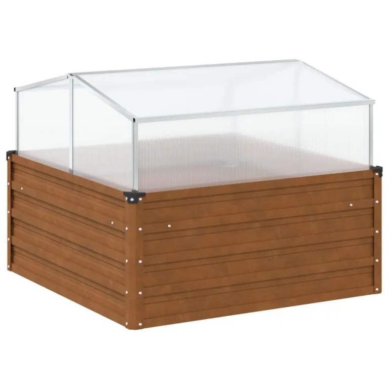 Gewächshaus Anthrazit 100x100x77 cm Verzinkter Stahl - Frühbeet mit abnehmbarem Dach und PC-Platten - Treibhaus für Pflanzen Gemüse Kräuter auf Balkon und Terrasse – Bild 9