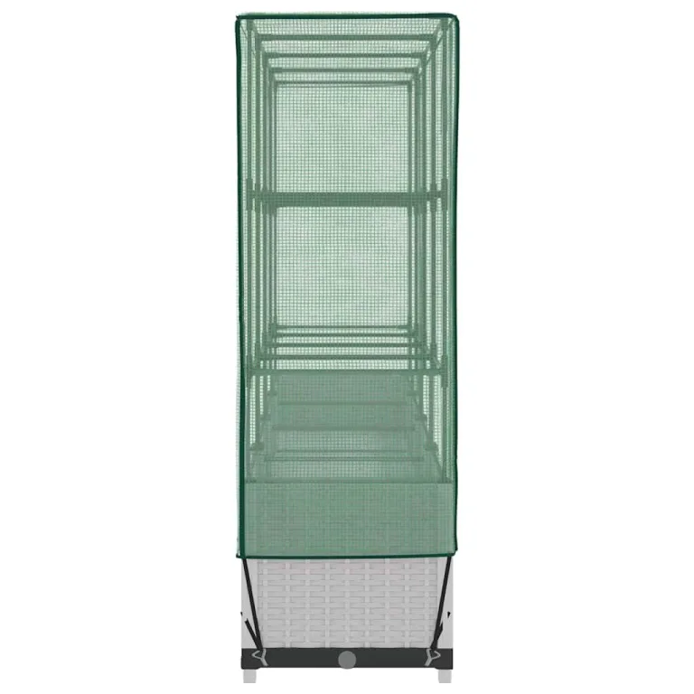 Hochbeet mit Gewächshausaufsatz Rattan-Optik 160x40x138 cm Weiß, Pflanzenkasten mit Foliengewächshaus für Garten, Balkon und Terrasse, Stabiles Tomatenhaus mit Eisenrahmen – Bild 5