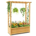 SUNYRISY Holz Hochbeet mit Rankgitter, Blumenkasten mit Rankhilfe, Garten Pflanzkübel mit Spalier, Garten Pflanzkasten Pflanzkübel mit oberem Rankgitter - Thumbnail 8